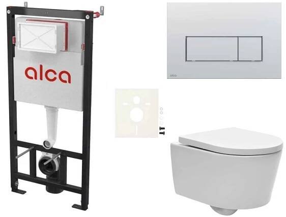 Cenově zvýhodněný závěsný WC set Alca do lehkých stěn / předstěnová montáž+ WC SAT Brevis SIKOASW9