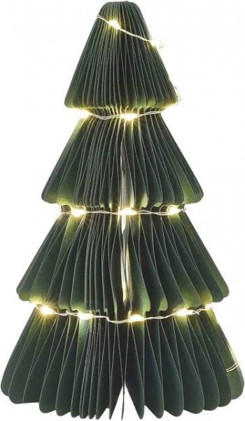 EMOS LED vánoční papírový strom se stojánkem, 15 cm, vnitřní, časovač
