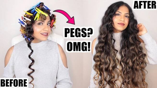 HEATLESS CURLS USING PEGS FOR LONG HAIR!