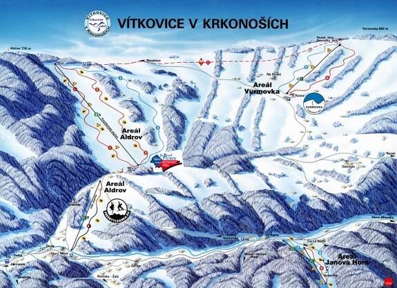 Ski areál Aldrov - Vítkovice v Krkonoších - informace a mapa