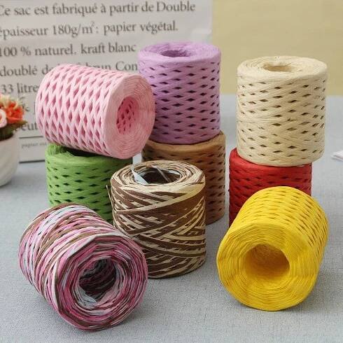 200 m Ručně pletená sláma Lafite Raffia Šetrné k životnímu prostředí Papírová příze Pečení Balení Pás Provaz Háčkování Letní Tašky na klobouky