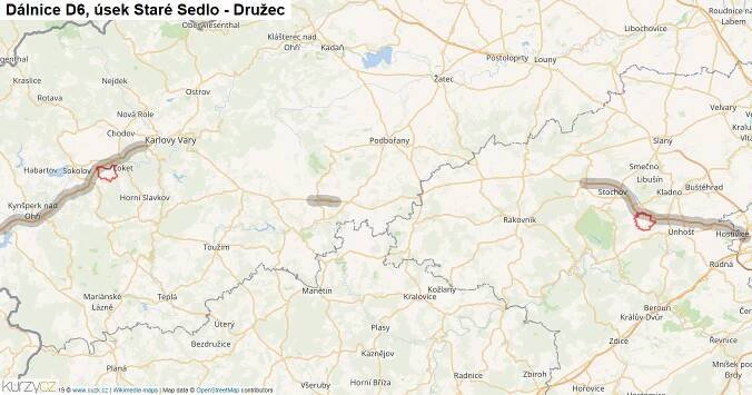 Úsek Staré Sedlo - Družec, Dálnice D6 - Mapa | Kurzy.cz