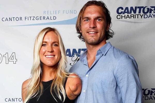 Bethany Hamilton and Adam Dirks attend Annual Charity Day Hosted By Cantor Fitzgerald And BGC at Cantor Fitzgerald on September 11, 2014 in New York City.