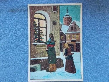 Umělecká pohlednice Josef Lada malíř vánoce stromeček