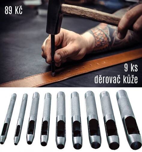 9x děrovač kůže 2,5-10 mm - Děrovač kůže 2,5-10mm 9ks