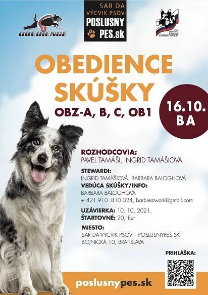 OBEDIENCE SKÚŠKY OBZ-A, B, C, OB1 – … aby bol váš pes radosťou a nie starosťou:)