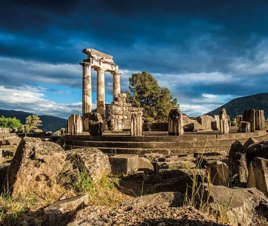 a tholos located on the Marmaria terrace in Delphi