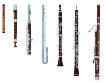 sada ikon dechových klasických orchestrálních hudebních nástrojů - fagot stock ilustrace