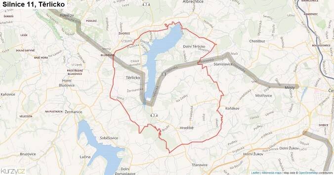 Těrlicko, Silnice 11 - Mapa