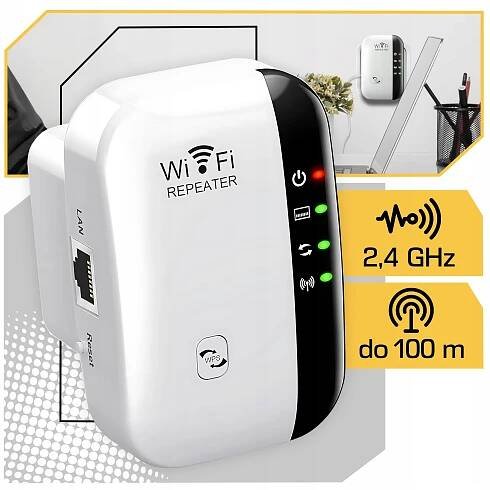 Zesilovač signálu Wi-FI Výkonný opakovač Access Point Router 300 Mb/s 2.4 GHz Stav balení originální
