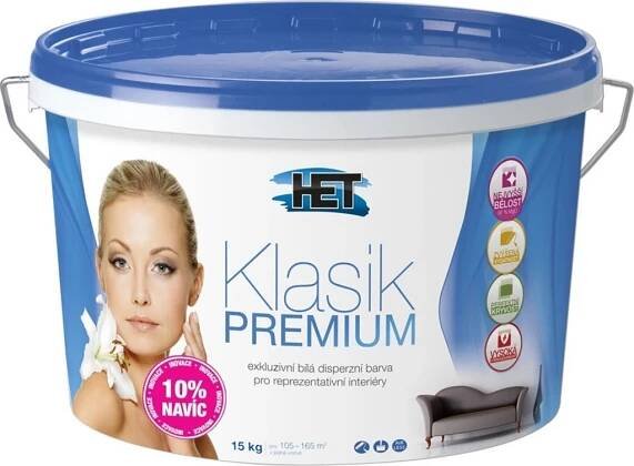 Het Klasik Premium, malířská disperzní barva, otěruvzdorná, nejvyšší bělost, 15 kg