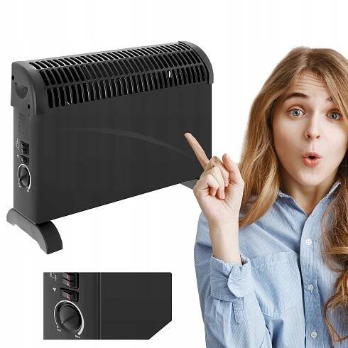 ELEKTRICKÝ OHŘÍVAČ KONVEKTOROVÝ TERMOSTAT 3 REŽIMY 750W 1250W 2000W PŘÍVOD VZDUCHU Výška 580 mm