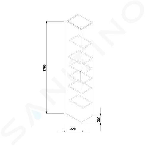 Jika Cube - Vysoká skrinka, 32x25x170 cm, biela H4537211763001
