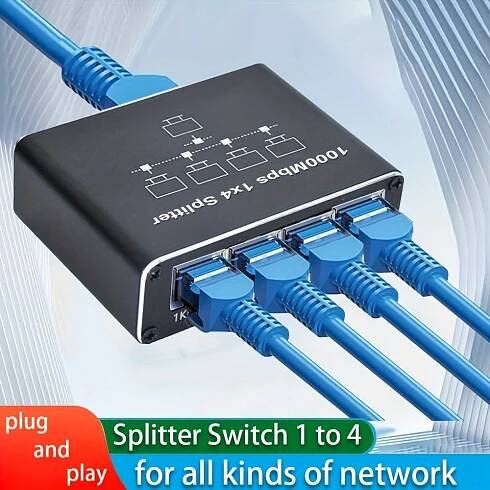 Rozbočovač a přepínač Gigabit Ethernet 1:4, 1000Mbps síťový * * USB napájení, konektorem RJ45, matným povrchem, univerzální kompatibilita s kabely Ethernet */5e/6/7/8, rozvodný síťový hub bez baterie