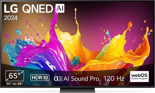 LG 65QNED86T6A TV 65" (165 cm) QNED televizor (α8 4K AI procesor, webOS 24, HDR10, až 120 Hz) [modelový rok 2024]