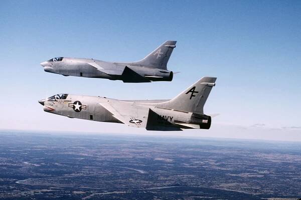 Two RF-8G Crusaders from Photographic Squadron 26 (VFP-206) during Reconnaisance Air Meet '86. (USN/TSgt Michael Haggerty)
