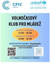 Volnočasový klub pro mládež z Ukrajiny bude probíhat v Centru každé pondělí 15:00 – 18:00 a každou středu 14:00 – 16:30.