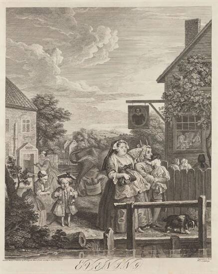 William Hogarth - inventor, Bernard Baron - rytec - Večer