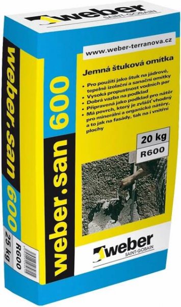 Weber Saint-Gobain Jemná štuková omítka Weber.san 600 20 kg