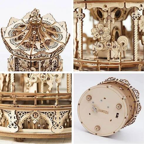 Robotime Rokr 3D dřevěné puzzle Romantický kolotoč 336 dílků