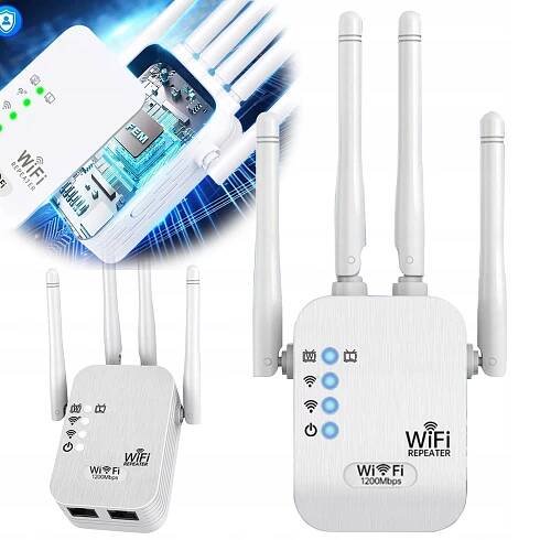 SILNÝ ZESILOVAČ SIGNÁLU WIFI, DOSAH 5 G, VESTAVĚNÁ BEZPEČNOSTNÍ ANTÉNA 1200 MB/S