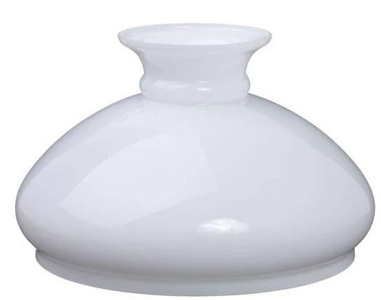 Skleněné stínítko 617 na petrolejovou lampu spodní průměr 275 mm bílý