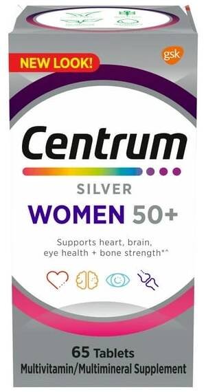 Centrum Silver Womens 50 Plus Multivitamin With Vitamin B, C, D3 & E, 65 Count