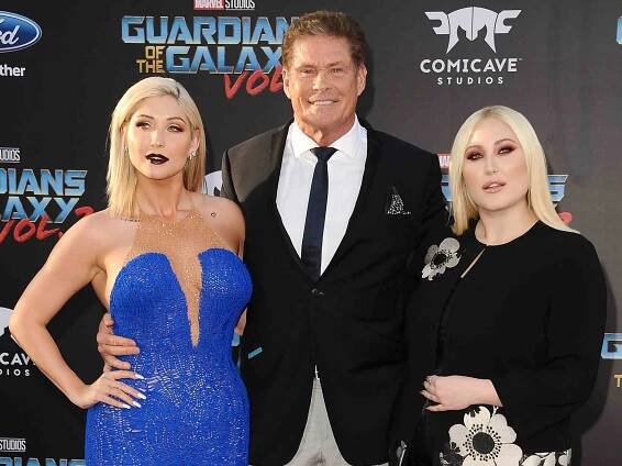Taylor Ann Hasselhoff, David Hasselhoff and Hayley Hasselhoff attend the premiere of "Guardians of the Galaxy Vol. 2"