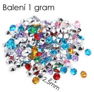 Barevné kamínky, AKRYL, 2,5mm (1g)