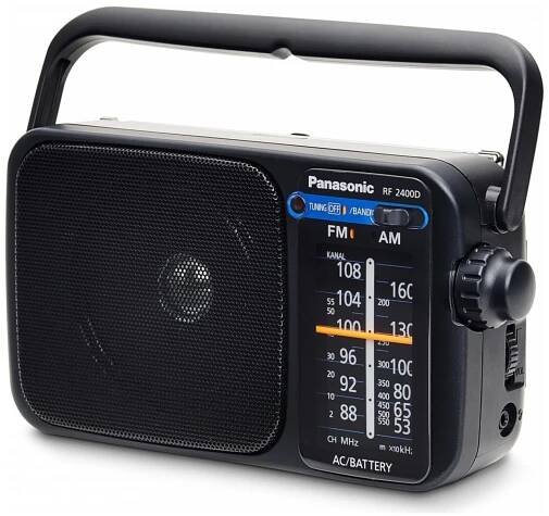 Panasonic RF-2400 přenosné FM/AM rádio s digitálním tunerem (snadné a stabilní ladění, velká stupnice s knoflíkem ladění, 10 cm reproduktor), černá - Značkový obchod Panasonic