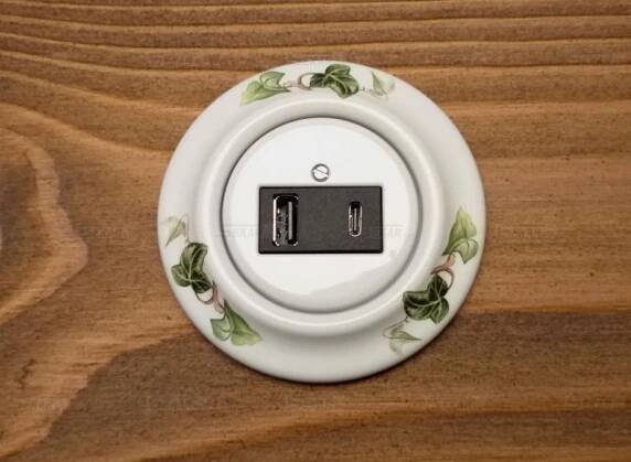 Zásuvka DECENTO 2x USB dekor 5014K-C00094