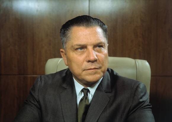 Close-up portrait of James Hoffa, president of the Teamsters Union.