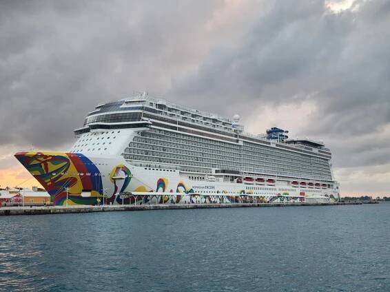Norwegian cruise line ship in the Bahamas