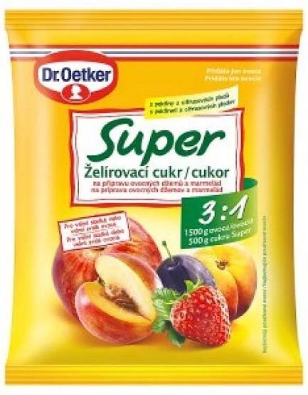 Dr. Oetker Super želírovací cukr 3:1 na přípravu ovocných džemů a marmelád 500g v akci
