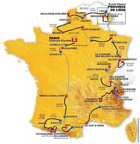 Přehled etap a výsledky Tour de France