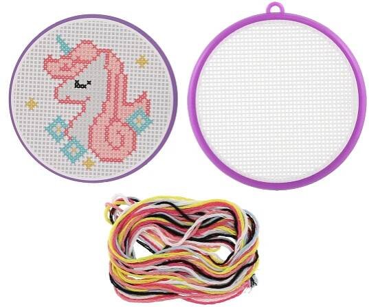 Vyšívání křížkovým stehem jednorožec vyšívací rámeček 1 předloha 6 bavlnek v blistru 12,5x18x1cm | eberry.cz