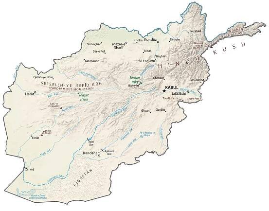 Afghanistan Physical Map