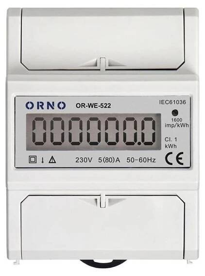 Elektroměr 1F na DIN lištu digitální ORNO OR-WE-522 80A 3 moduly | AtosElektro.cz