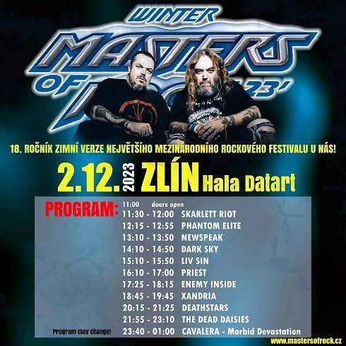ZIMNÍ MASTERS OF ROCK 2023 je tady už tuto sobotu! Je tam malá změna v programu! | PRAGOKONCERT BOHEMIA, a.s.
