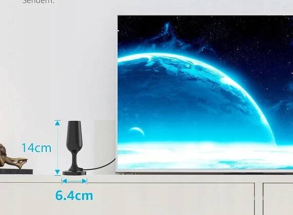 Vnitřní televizní anténa DVB-T2 se zesilovačem Příjem 360° Velký dosah 4k 1080p Značka žádná značka