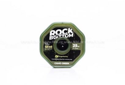 RidgeMonkey Šňůrka RM-Tec Rock Bottom Tungsten Coated Semi Stiff 25lb 10m Barva: Camo Green - Rybářské potřeby