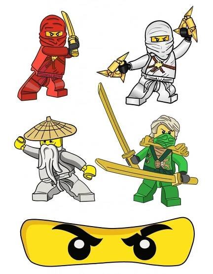 OPLATEK NA DORT Výtisk Jedlý LEGO NINJAGO KOSTKY + POSTAVY + TEXT 1
