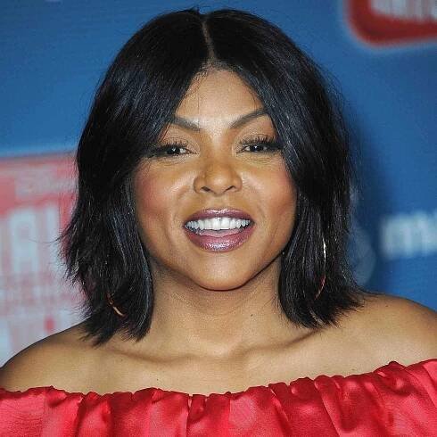 Taraji P. Henson wears a shoulder-length hairstyle with layers