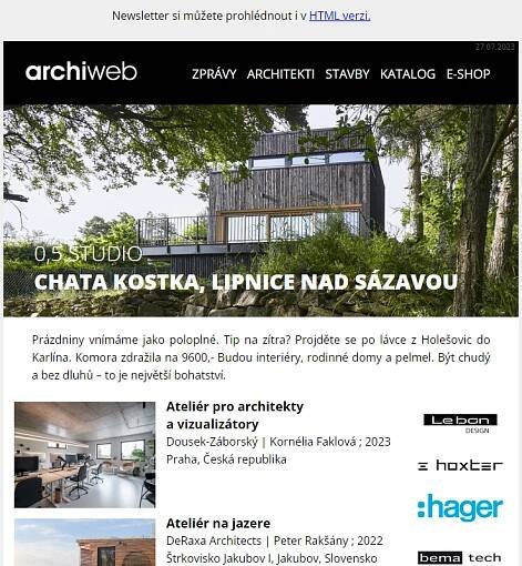 archiweb.cz - newsletter 27/07/2023