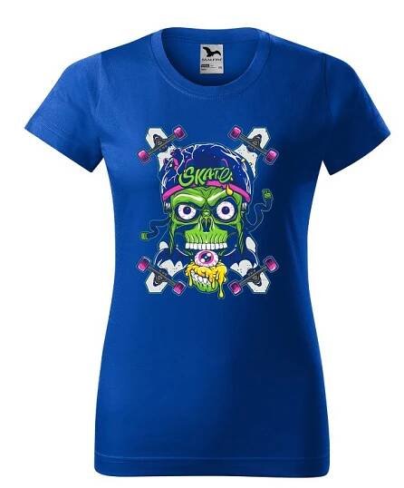 Dámské levné tričko s potiskem Skull Skate
