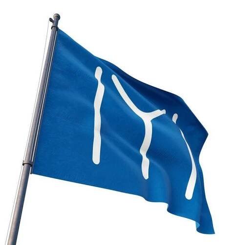 The Majestic Kayi Flag Fluttering Against the Sky Wallpaper