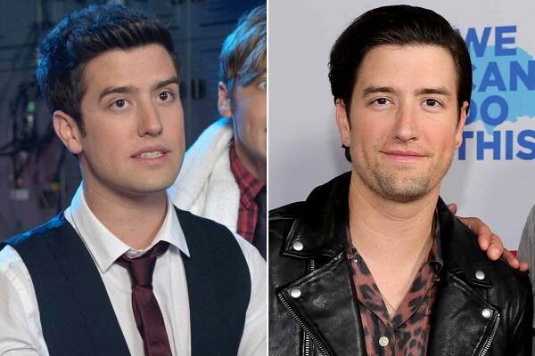 Logan Henderson as Logan Mitchell on 'Big Time Rush'. ; Logan Henderson attends the 2022 iHeartRadio Music Awards on March 22, 2022.