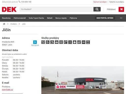 stavebniny dek jičín. přijeďte si vybrat, co potřebujete pro svou stavbu nebo rekonstrukci. služby a otevírací doba na prodejně jičín.
