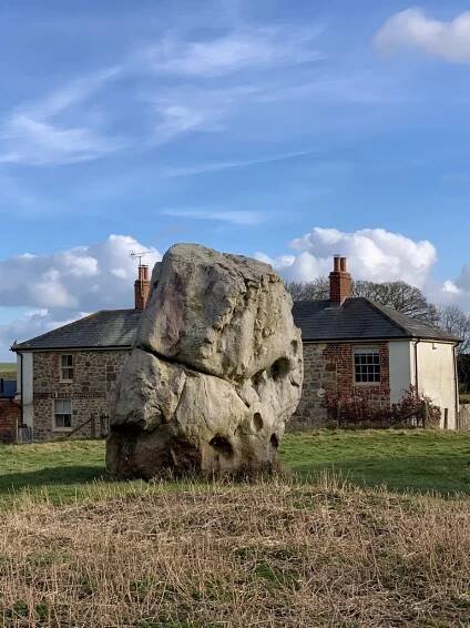 Stone at Prehistoric site of Avebury in Wiltshire