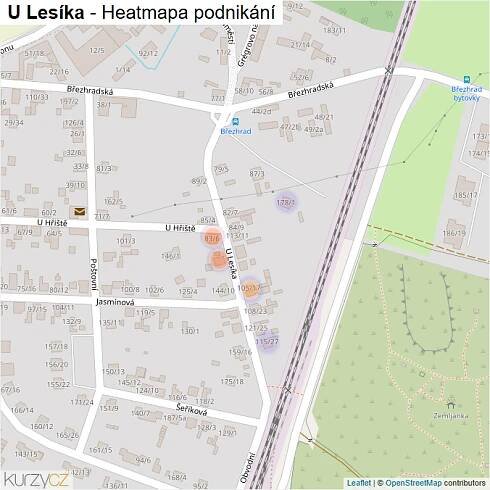 Mapa U Lesíka - Firmy v ulici.